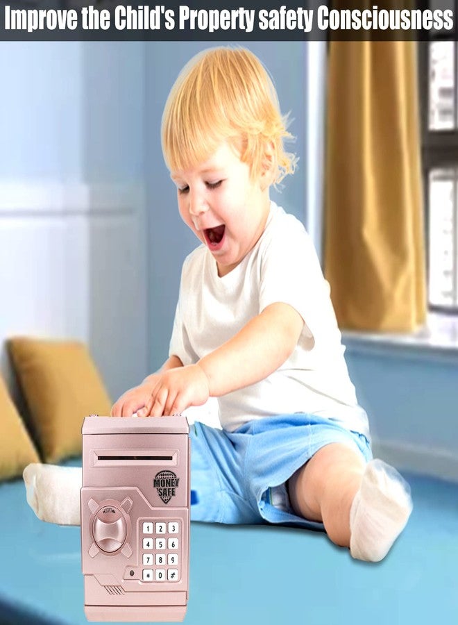Qwifyu Piggy Bank for Boys Girls, 4 5 6 7 8 9 10 Year Old Girl Boy Birthday Gift Ideas, Electronic Password Money Saving Box ATM, Great Gift Safe Bank Toys for Kids (Rose Gold) - Image 5