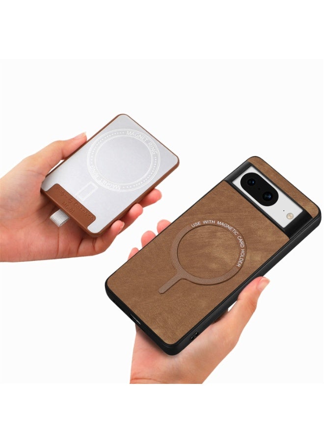 erorex Brown Magnetic Leather Phone Case with Card Holder for Google Pixel 6 - Image 4