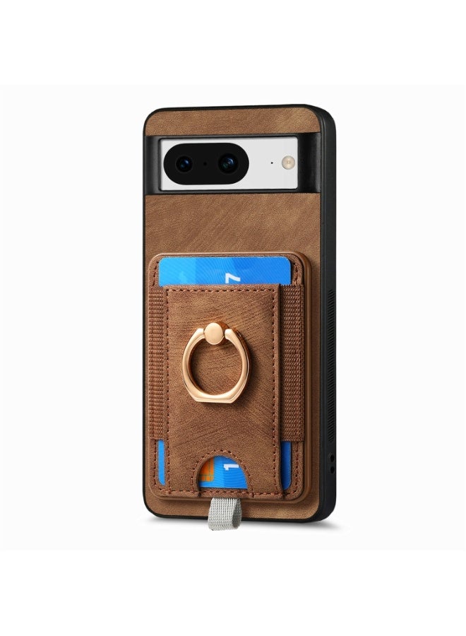 erorex Brown Magnetic Leather Phone Case with Card Holder for Google Pixel 6 - Image 1
