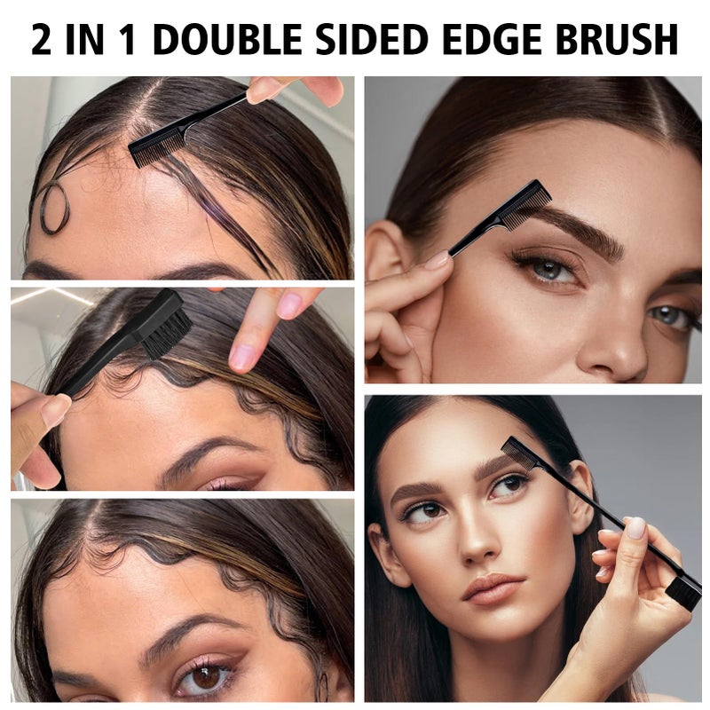 Goiple 3 Pieces Hair Styling Comb Set Teasing Brush Rat Tail Comb Edge Brush for Edge&Back Brushing, Combing, Slicking Hair for Women (Black) - Image 5