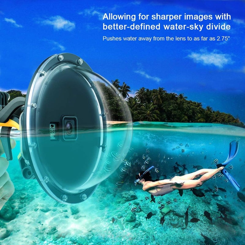 غيبولي منفذ قبة لكاميرات GoPro Hero 7 أسود/فضي/أبيض، Hero 6 أسود، Hero 5 أسود، Hero 2018 - عدسة منفذ قبة للغوص مع علبة مقاومة للماء ومشغل ومقبض عائم للتصوير تحت الماء - Image 5