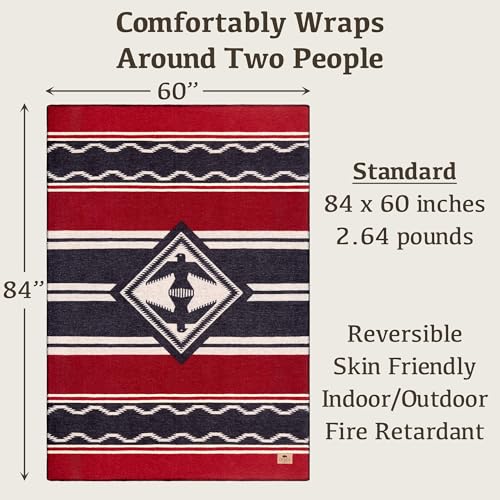 Chubbuck Authentic Chubbuck 100% Wool Blanket Camping (60" x 84") - Large Warm Blanket for Camping, Emergency, Outdoor Concerts and Home Use - Reversible, Fire Retardant, Soft and Warm Blankets for Winter (Navigator) - Image 2