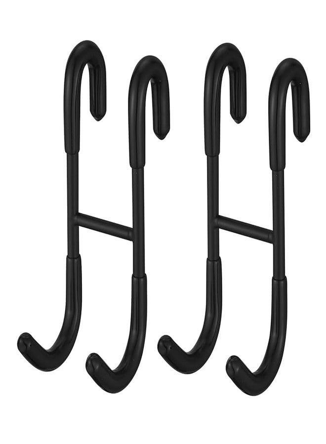 BWE خطافات باب الدش BWE عبوة 2، خطافات باب فوق من الفولاذ المقاوم للصدأ 304، خطافات مناشف لحمام باب دش زجاجي بدون إطار 0.47" (12 مم)، خطافات دش بدون حفر، أسود غير لامع - Image 1