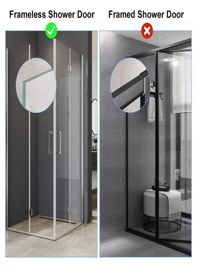 BWE خطافات باب الدش BWE عبوة 2، خطافات باب فوق من الفولاذ المقاوم للصدأ 304، خطافات مناشف لحمام باب دش زجاجي بدون إطار 0.47" (12 مم)، خطافات دش بدون حفر، أسود غير لامع - Image 4