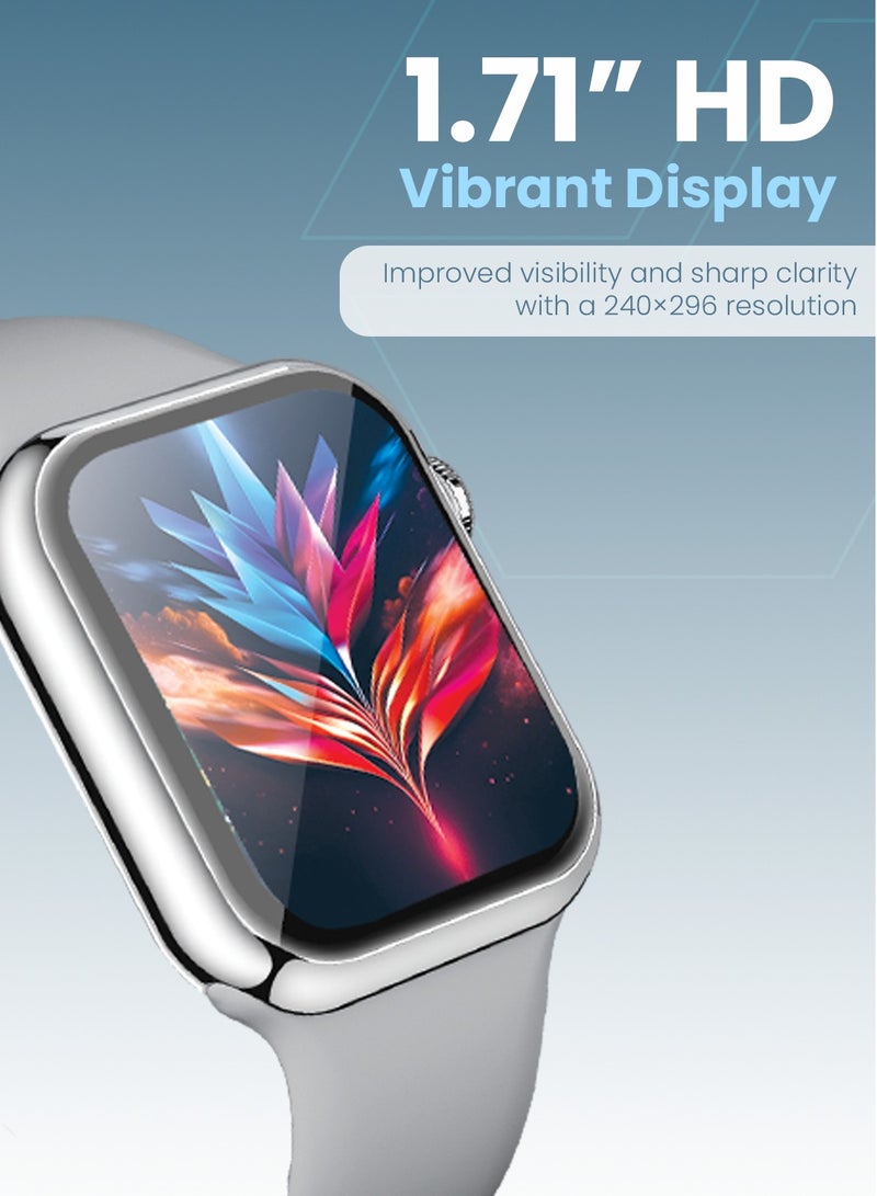 Moxedo Mevo Smart Watch for Android & iOS with 1.71" HD AMOLED Display, Wireless Charging, Chat GPT AI Assistant, Bluetooth Calling, Fitness & Health Tracker, Sleep Monitor, IP67 Waterproof (Gray) - Image 3