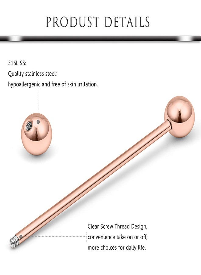 Hoeudjo 10pcs 16G 14G Surgical Steel Industrial Barbell Cartilage Earrings Hoop Helix Tragus Stud Labret Lip Medusa Monroe Rings Piercing Jewelry for Women Men Rose Gold - Image 2