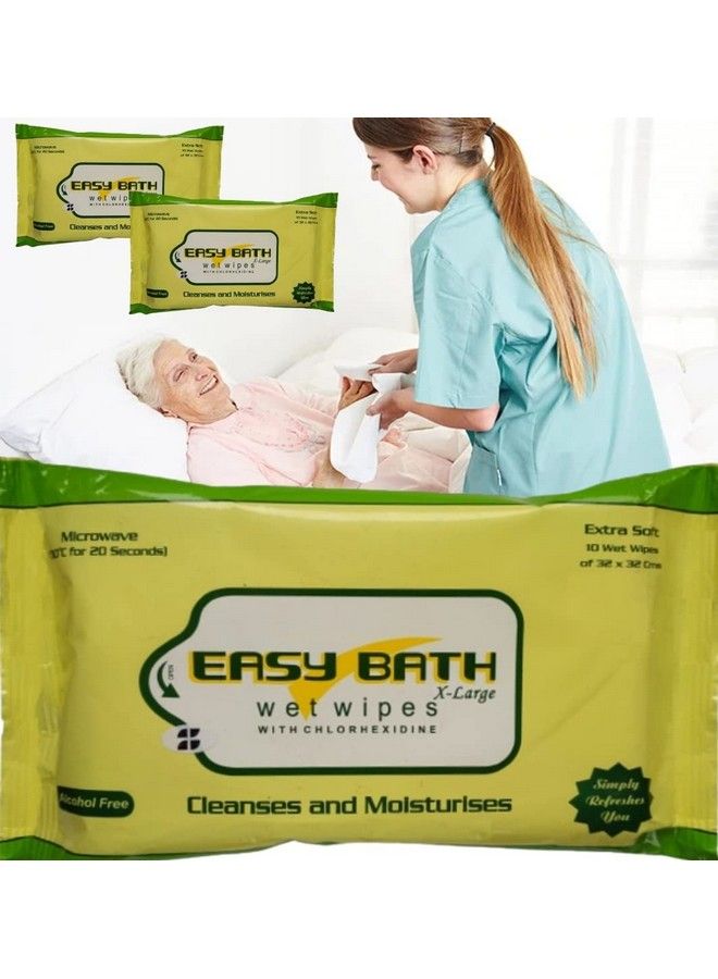 LUREME Easy Bath Wet Wipes Value Pack Of 1 Extra Large Bed Bath Towels For Adults Patient Baby Wipes. Refreshing Moisturizing Sponge Bath. 10 Wipes Packmicrowaveable Easy Bath Wet Wipes (Lu2) - Image 1