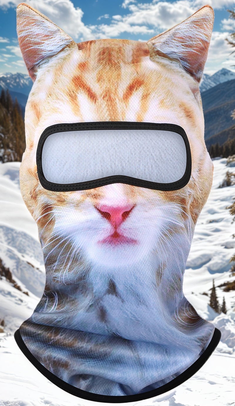 EUDOLAH 3D Cat Ski Balaclava Sheisty Face Mask with Ears Cute Animal Ski Mask for Music Festivals Raves Party Outdoor Activities Cat Orange - Image 4