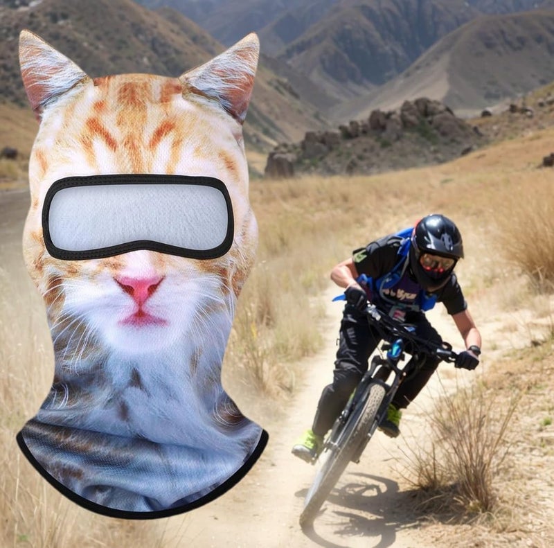 EUDOLAH 3D Cat Ski Balaclava Sheisty Face Mask with Ears Cute Animal Ski Mask for Music Festivals Raves Party Outdoor Activities Cat Orange - Image 2