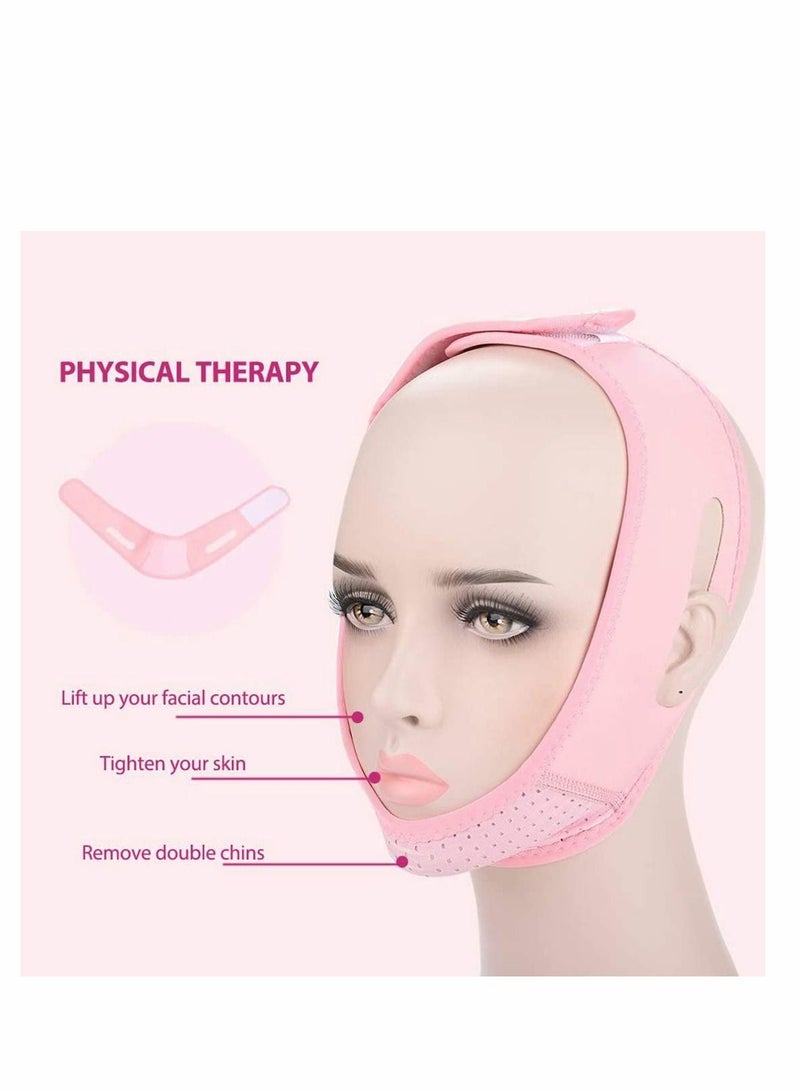 Y&D V Face Line Belt Chin Cheek Slim Lift Up Anti Wrinkle Mask Ultra-thin Strap Band Breathable (Pink)  - Image 2