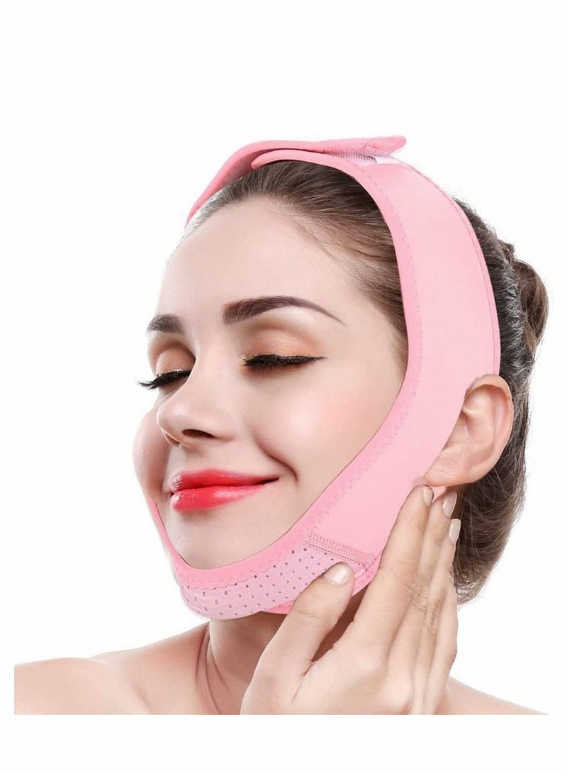Y&D V Face Line Belt Chin Cheek Slim Lift Up Anti Wrinkle Mask Ultra-thin Strap Band Breathable (Pink)  - Image 1