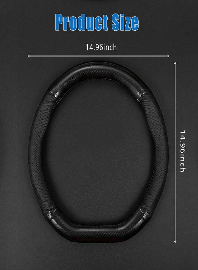 gunhunt 1 PC Car Breathable Steering Wheel Cover, Carbon Fiber Non-Slip Steering Wheel Protector, Wear -Resistant Steering Wheel Sleeve, Four Seasons Universal Steering Wheel Set (D -Shaped) - Image 2