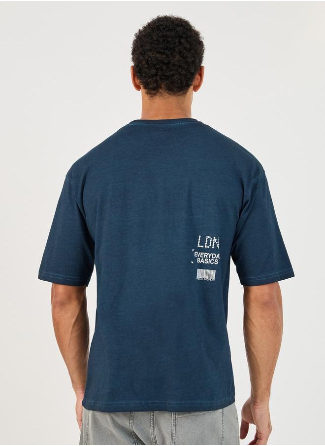 Styli Acid Washed Slogan Print Oversized T-Shirt  - Image 5