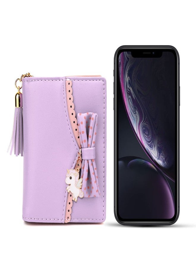 يو تي أوه محفظة UTO للبنات بتصميم يونيكورن لطيف مع فيونكة، محفظة نقود وحامل بطاقات وأوراق نقدية، منظم - Image 5