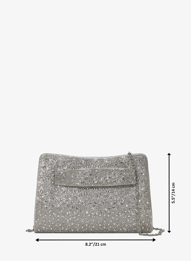 Khizana Silver Detailed Embellished Hand Strap Clutch - Image 5