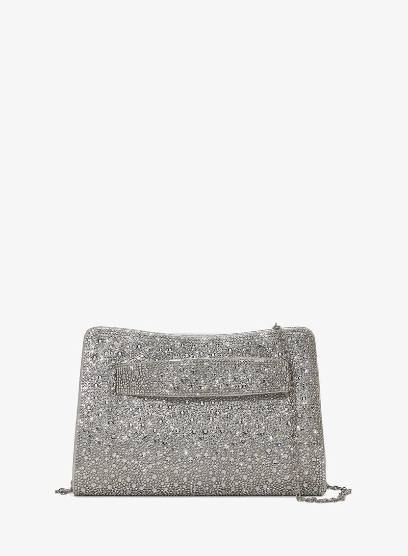 Khizana Silver Detailed Embellished Hand Strap Clutch - Image 1