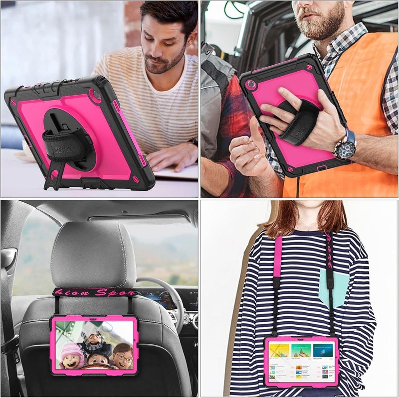 SEYMAC Case for Galaxy Tab S9 Plus /S9 FE Plus/S10 Plus 12.4'', with Screen Protector Pencil Holder [360 Rotating Hand Strap] &Stand, Drop-Proof, Yellowish+Pink - Image 2
