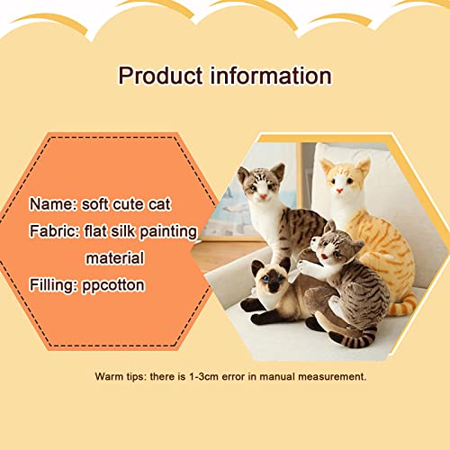 GUDVES Siamese Cat Stuffed Animal, Shorthair Cat Realistic Plush Cat Stuffed Toys, Gift for Kids 12inches (A) - Image 5