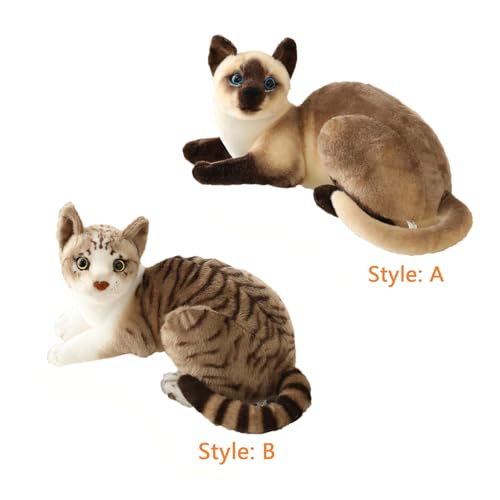 GUDVES Siamese Cat Stuffed Animal, Shorthair Cat Realistic Plush Cat Stuffed Toys, Gift for Kids 12inches (A) - Image 3