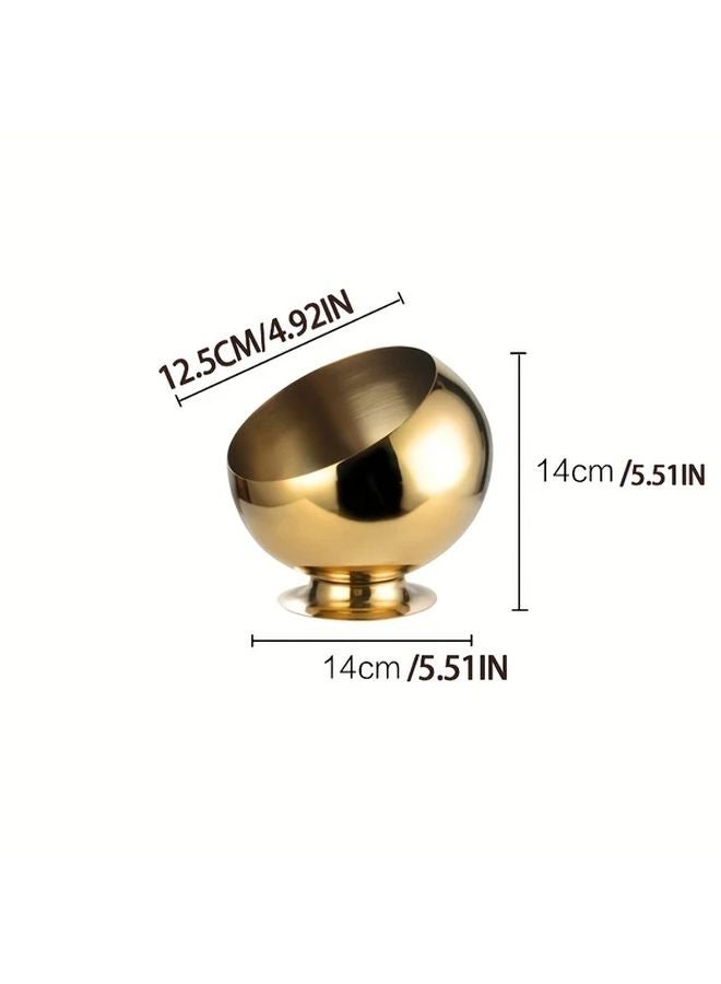 Golden Bottom Small Stainless Steel Desktop Trash Can Fruit Vegetable Bowl Ashtray - Image 1