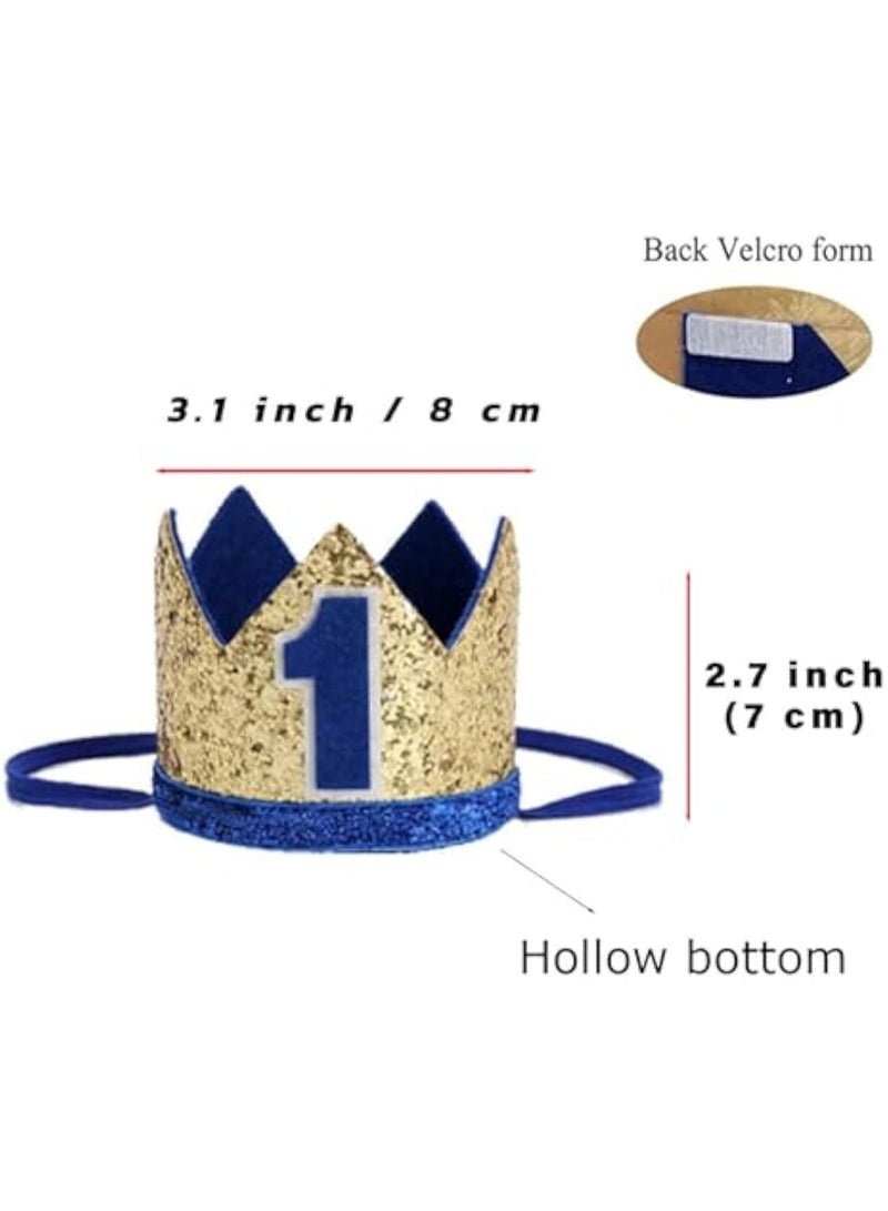 Boys/Girls First Birthday Cake Smash Outfit Bow Tie Suspenders Bloomers Birthday Hat Sparkle Gold Set - Image 1