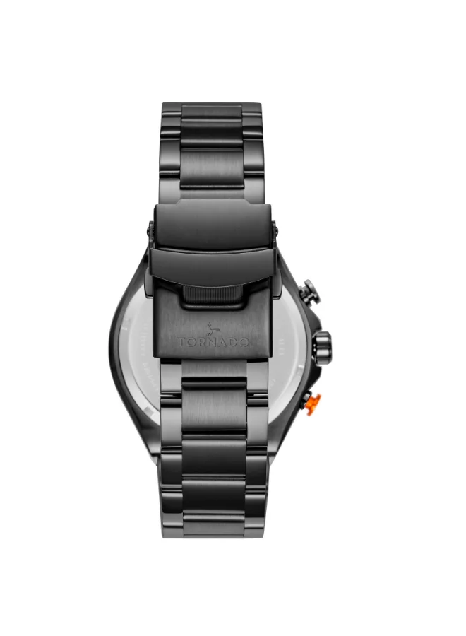 TORNADO Men's Multi Function Display Watch With Black Stainless Steel Strap - T24104-BBBB