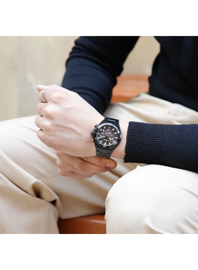 TORNADO Men's Multi Function Display Watch With Black Stainless Steel Strap - T24104-BBBB