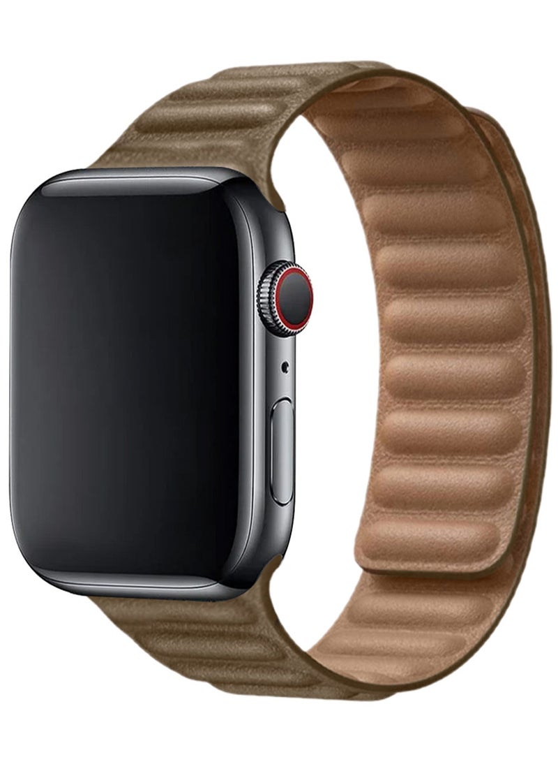 CATANES Replacement Band for Apple Watch Band 38mm 40mm 41mm (42mm Series 10) – Leather Link Strap Magnetic Loop Adjustable Bracelet - Brown - Image 2