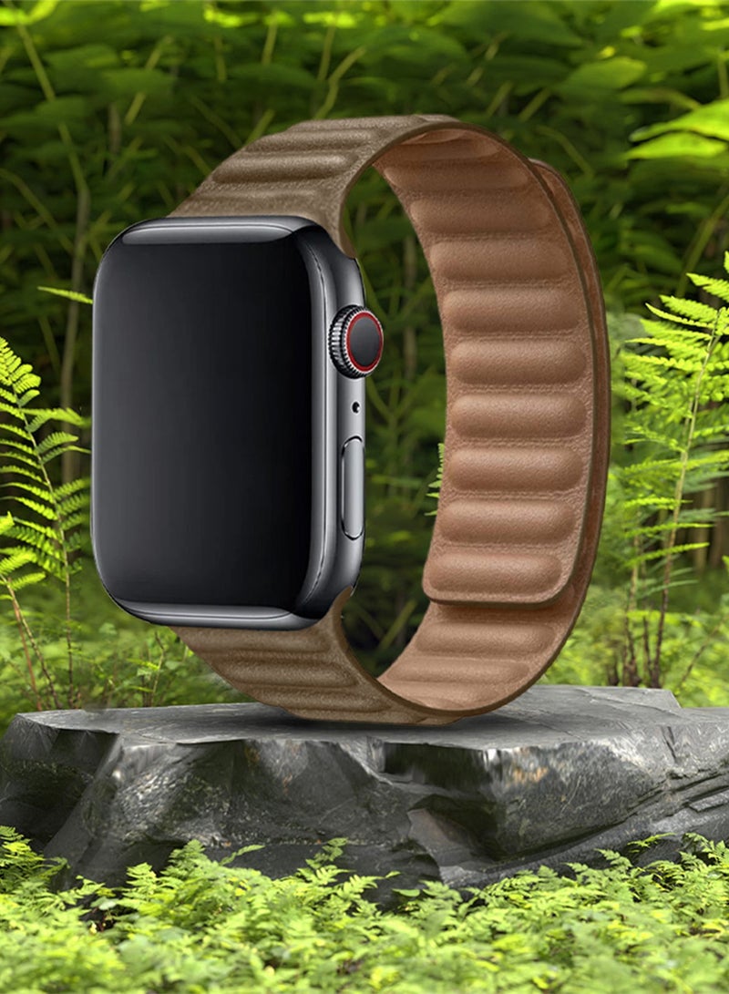 CATANES Replacement Band for Apple Watch Band 38mm 40mm 41mm (42mm Series 10) – Leather Link Strap Magnetic Loop Adjustable Bracelet - Brown - Image 5