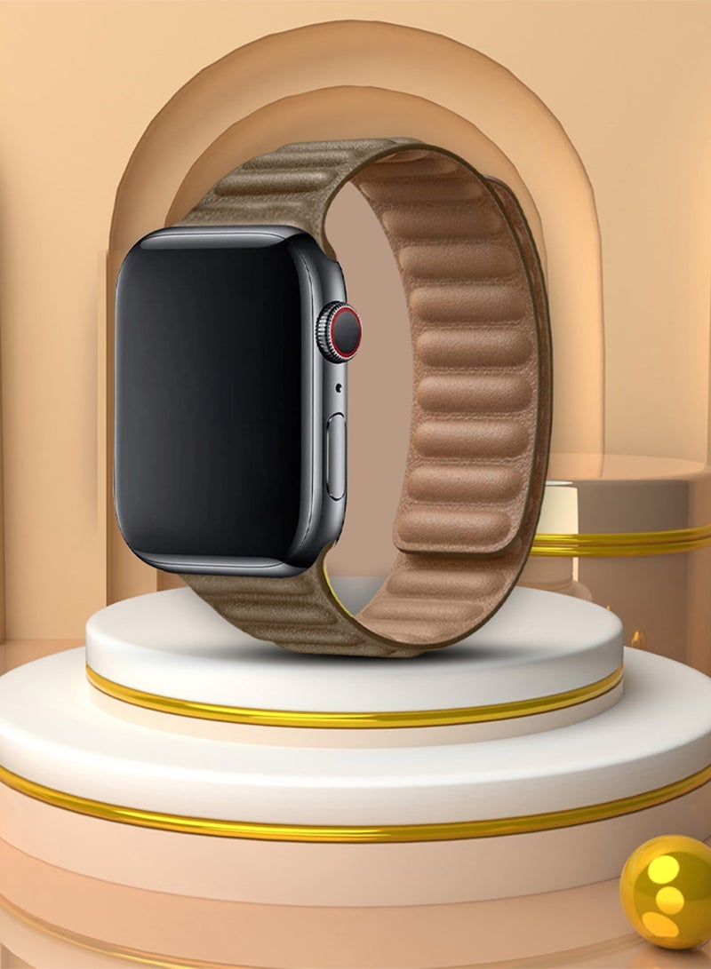 CATANES Replacement Band for Apple Watch Band 38mm 40mm 41mm (42mm Series 10) – Leather Link Strap Magnetic Loop Adjustable Bracelet - Brown - Image 3