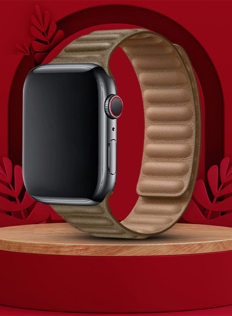 CATANES Replacement Band for Apple Watch Band 38mm 40mm 41mm (42mm Series 10) – Leather Link Strap Magnetic Loop Adjustable Bracelet - Brown - Image 4