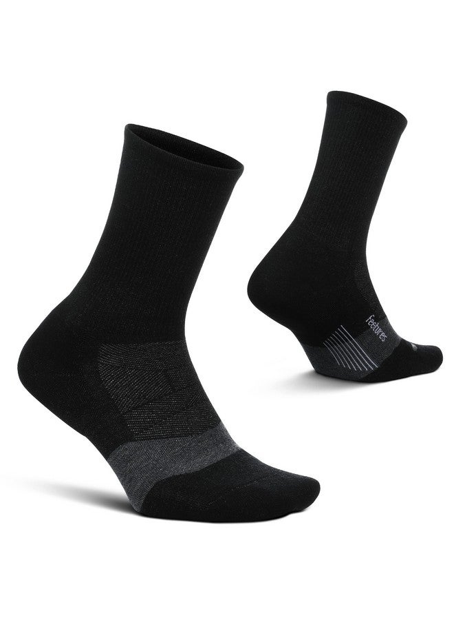 Feetures Feetures Merino 10 Max Cushion Mini Crew Sock - Wool Socks for Women & Men - Charcoal, L (1 Pair) - Image 1