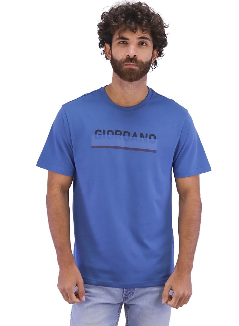 GIORDANO Men's Singnature T-Shirt - Blue