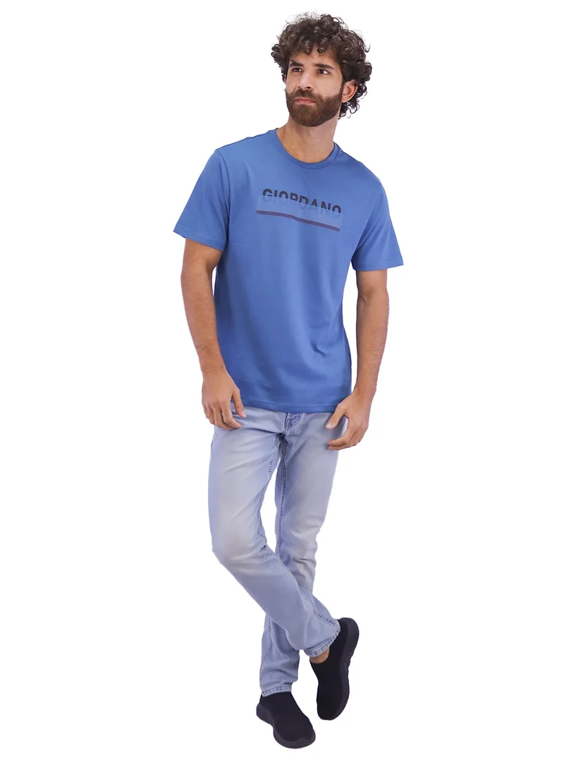 GIORDANO Men's Singnature T-Shirt - Blue