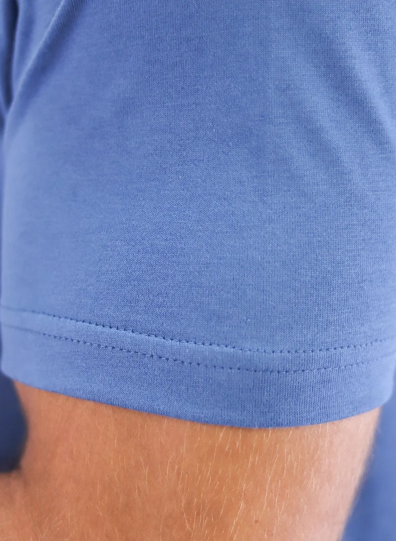 GIORDANO Men's Singnature T-Shirt - Blue