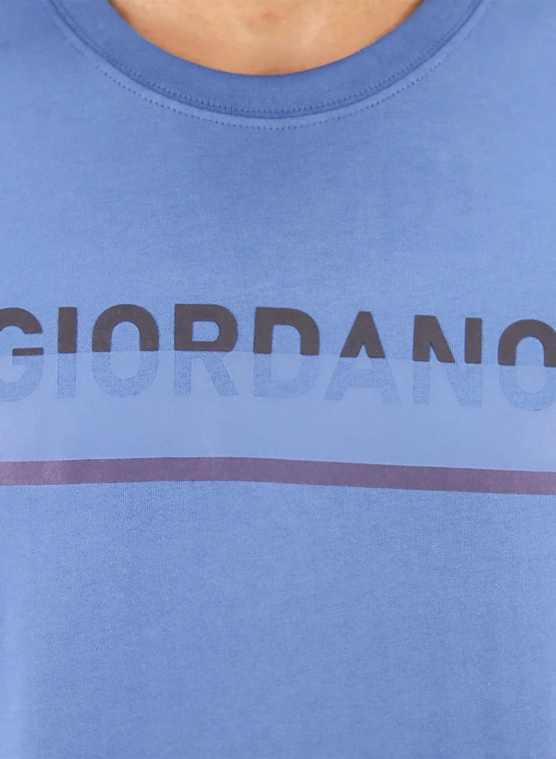 GIORDANO Men's Singnature T-Shirt - Blue