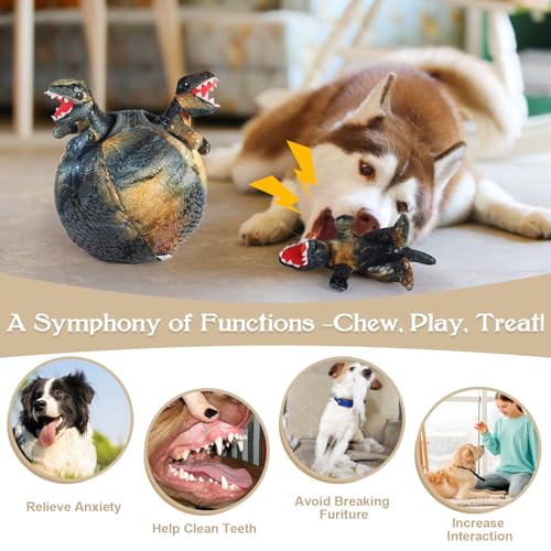 IFOYO Squeaky Dog Toys, Dinosaur Puppy Toys, Plush Interactive Dog Toys for Small Medium Dogs, Enrichment Hide and Seek Dog Toy - Image 4