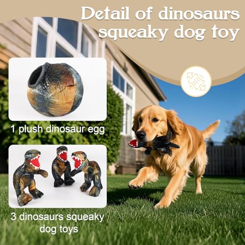 IFOYO Squeaky Dog Toys, Dinosaur Puppy Toys, Plush Interactive Dog Toys for Small Medium Dogs, Enrichment Hide and Seek Dog Toy - Image 3