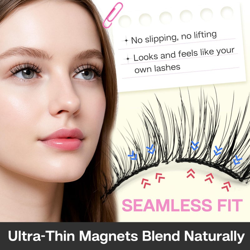 CALAILIS Magnetic Eyelashes with Applicator Upgrade Soft Magnetic Lashes Natural Look Reusable No Glue or Eyeliner Needed Easy to Wear and Remove (RC02) - Image 5