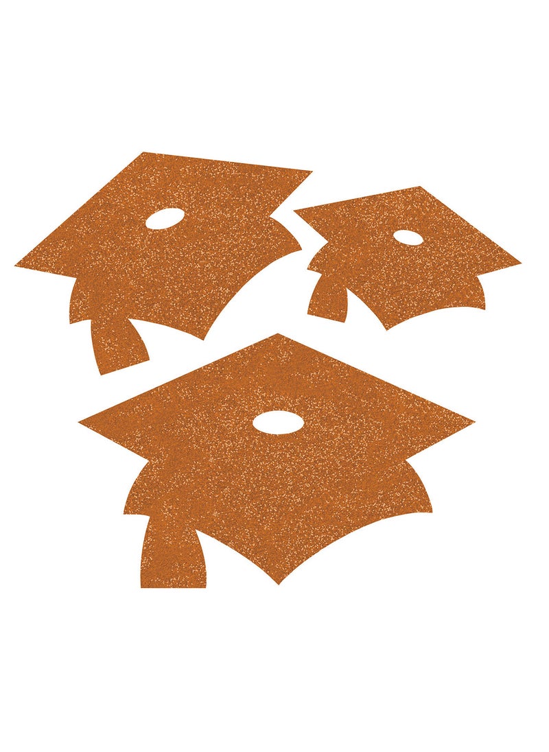 CREATIVE CONVERTING Creative Converting 991125 Graduation Mortarboard Glitter Cutouts Decoration 12 Ct Mini Orange 