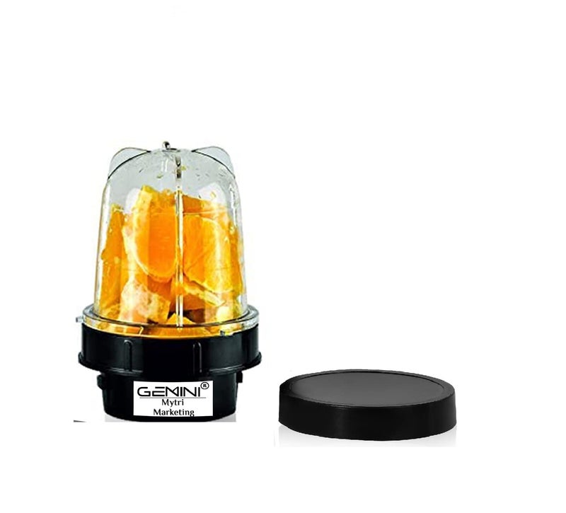 Gemini Small Bullet Jar for Mixer Grinder Set of 1 350 ML ABS Transparent Plastic Mixer Juicer Jar Black NMA18 - Image 1