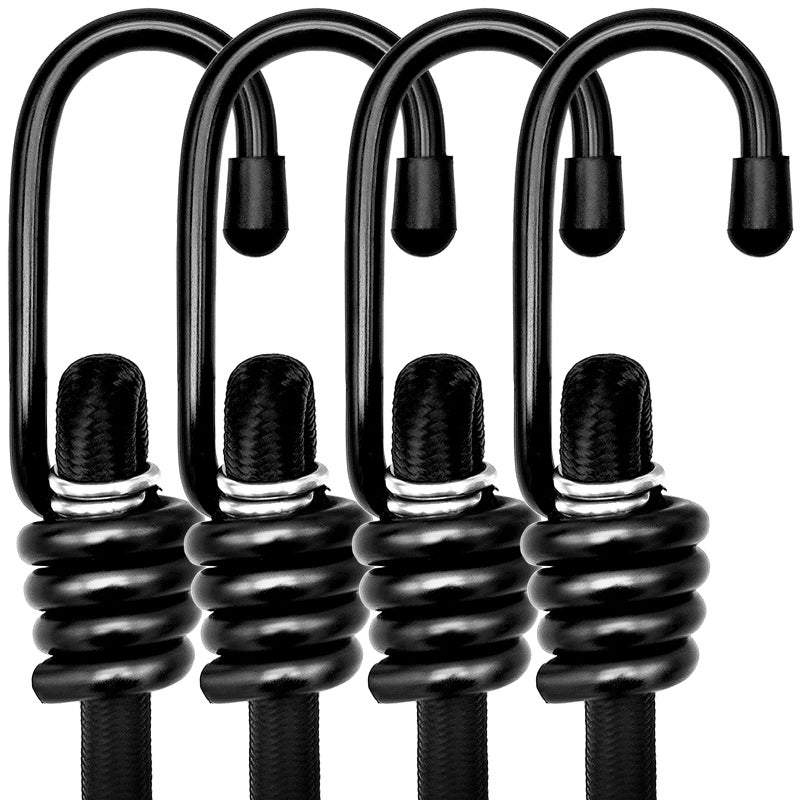 24 Heavy Duty Bungee Cords with Hooks Black 4 Pack Industrial Grade Heavy Duty Straps Outdoor for Bikes Tie Downs Camping  CarsBungee Cord Tie Downs