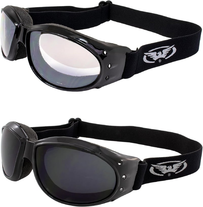 Global Vision Red Baron Motorcycle Aviator Goggles with Super Dark and Clear Mirror Lenses - Image 1