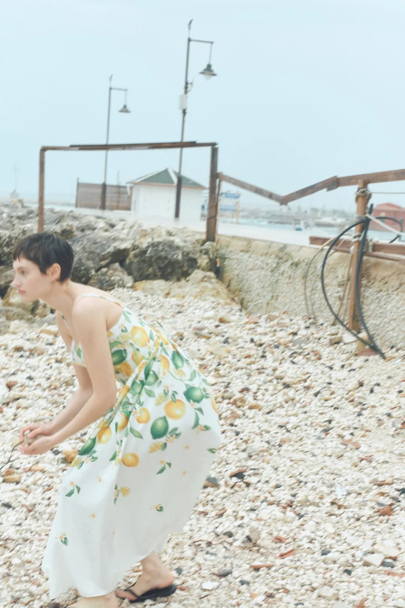 اتش اند ام فستان قطني مطبوع