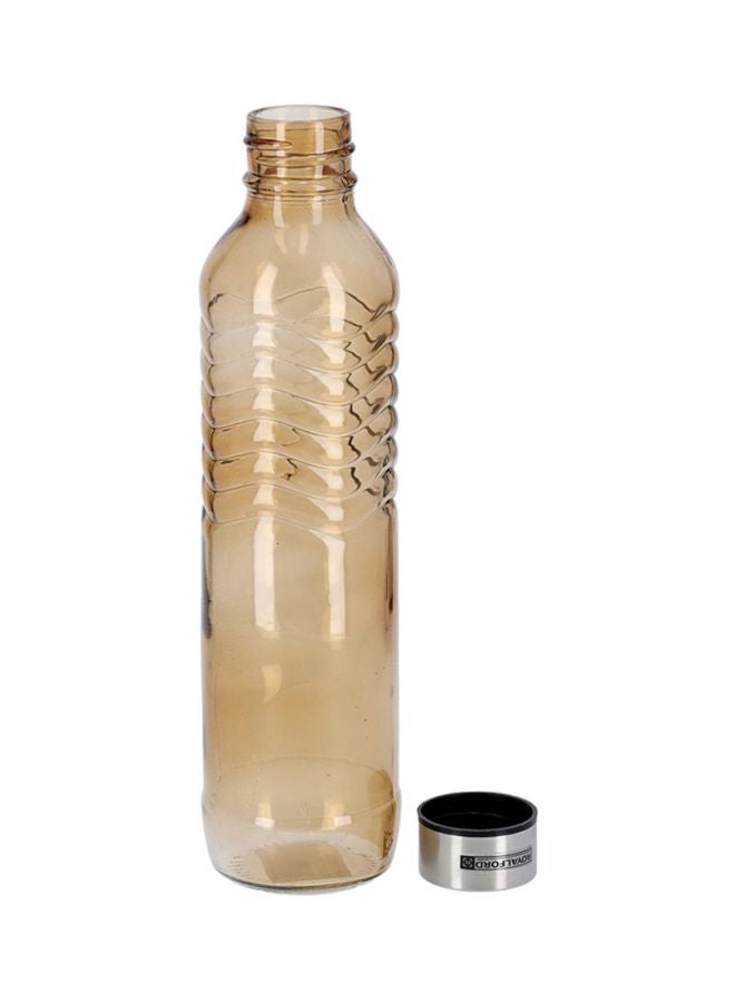 Royalford Glass Water Bottle With Painting Brown/Silver - Image 2
