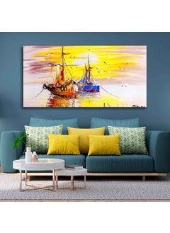 VIBECRAFTS VIBECRAFTS Sailing Ships on the Ocean in Beautiful Sunset Premium Canvas Wall Painting With Frame for Living Room Drawing Room HomeOfficeGift PTVCH_2207 