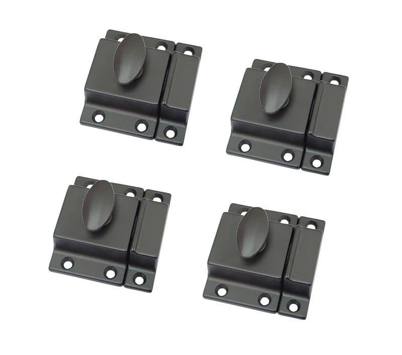 QCAA Traditional Large Oval Turn Cabinet Latch Solid Brass 2 for Cupboard Other Furniture ORB Oil Rubbed Bronze US10B 4 Pack Made in Taiwan - Image 2