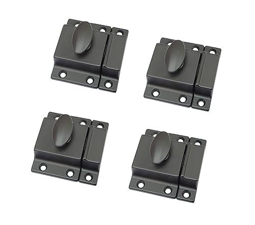 QCAA Traditional Large Oval Turn Cabinet Latch Solid Brass 2 for Cupboard Other Furniture ORB Oil Rubbed Bronze US10B 4 Pack Made in Taiwan - Image 1