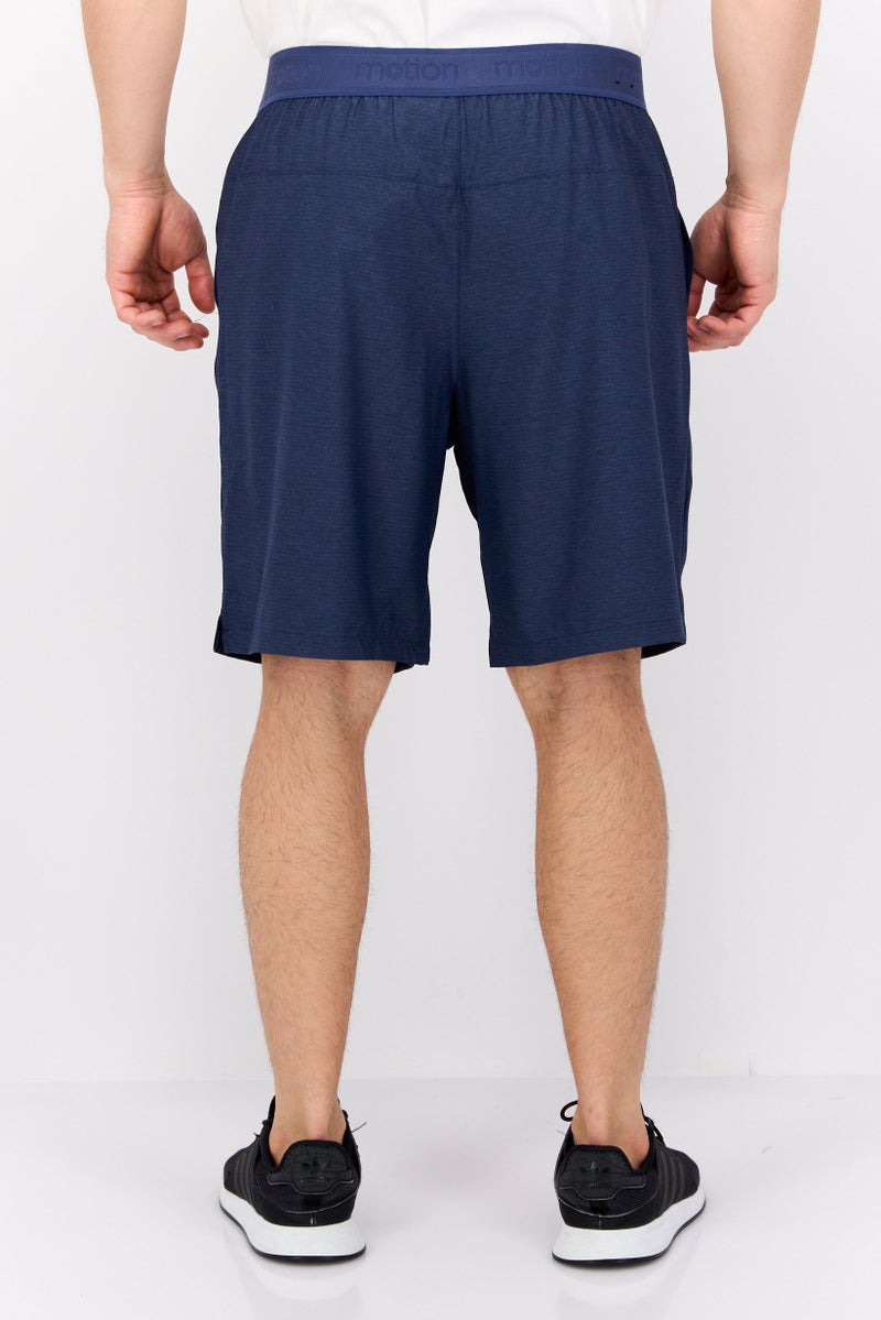 MOTION Men Sportswear Fit Drawstring Training Shorts, Navy Blue - Image 2