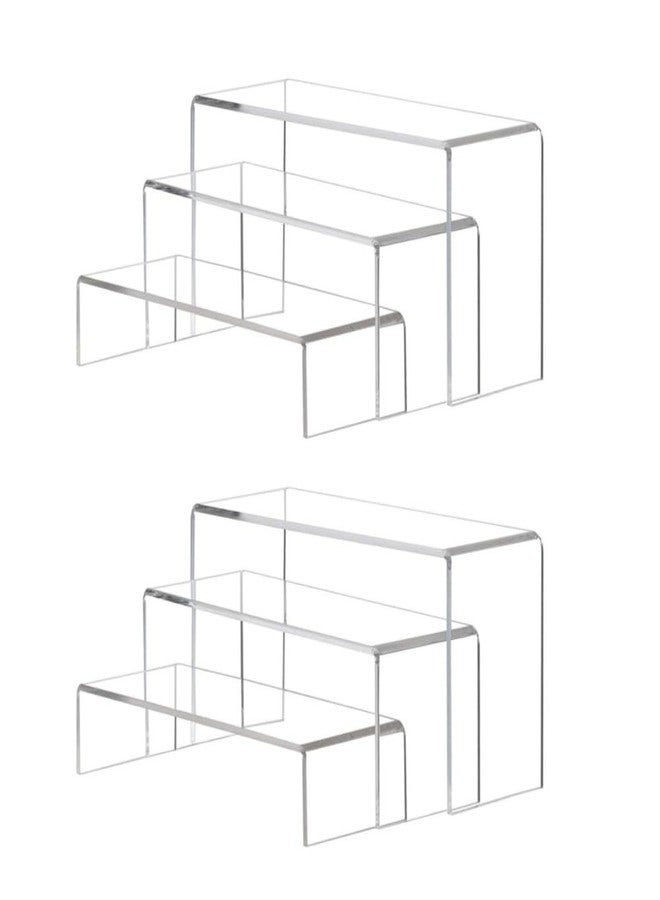 KUPOO 6Pcs Acrylic Display Risers 2 Set Large Clear 9 Inch Rectangular Acryic Risers Display Shelf for Retail Desktop Cupcake Stand Tiered Display Stand for Gemstone Curio Anime Figurines Collectibles (9 Inch - 6pcs) - Image 1
